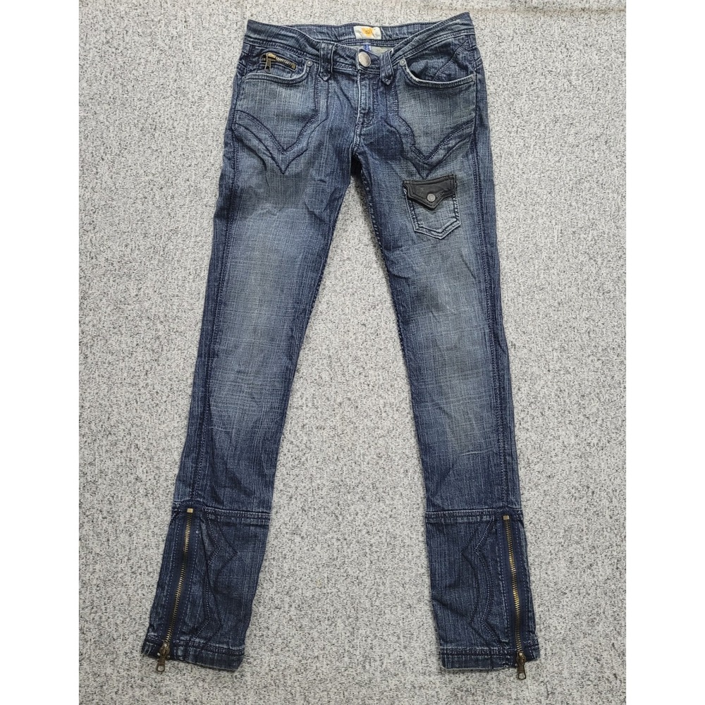 Antik Denim Blackout Jeans Womens 30 Low Rise Slim Ankle Zip Dark Wash Y2K USA